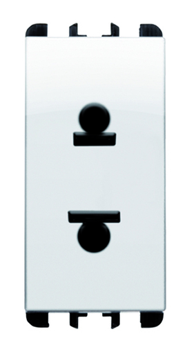 Presa euro-americana, 1 modulo, 127-230V, Nea, 16A, bianco ghiaccio