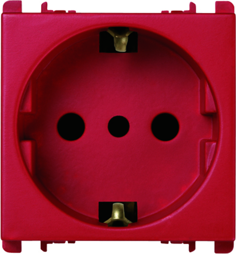 Presa P30 2P+T 16A-250V, 2 moduli, Nea, rosso