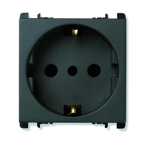P30 Italian socket, 2P+T 16A 250 Vac, 2 modules, Anthracite