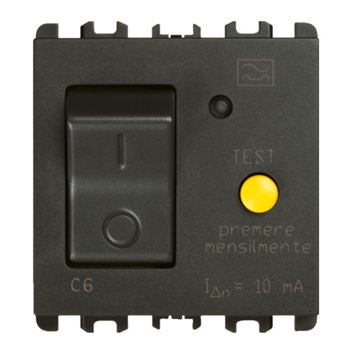 Interruttore MCCB+RCD, 2 moduli, 1P+N, 6A, Nea, antracite