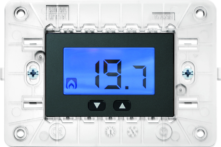 Termostato elettronico digitale, con supporto 3 moduli, per scatola 503, a batterie (tipo AAA), Nea, antracite