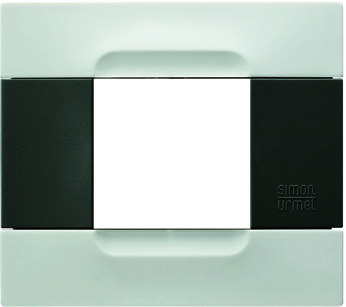 Two modules cover plate, Kàdra polychrome anthracite series, technopolymer, White Helsinki