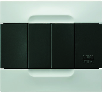 Two modules cover plate, Kàdra polychrome anthracite series, technopolymer, White Helsinki