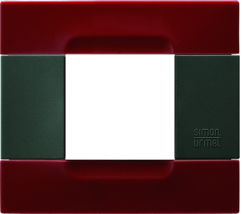 Two modules cover plate, Kàdra polychrome anthracite series, technopolymer, Red Pechino