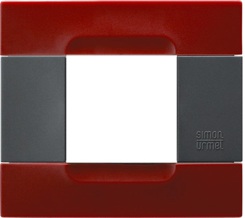 Two modules cover plate, Kàdra polychrome anthracite series, technopolymer, Red Pechino
