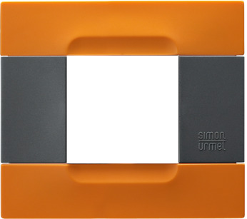 Two modules cover plate, Kàdra polychrome anthracite series, technopolymer, Orange San Francisco