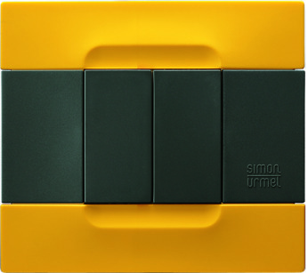 Two modules cover plate, Kàdra polychrome anthracite series, technopolymer, Yellow Lisbona