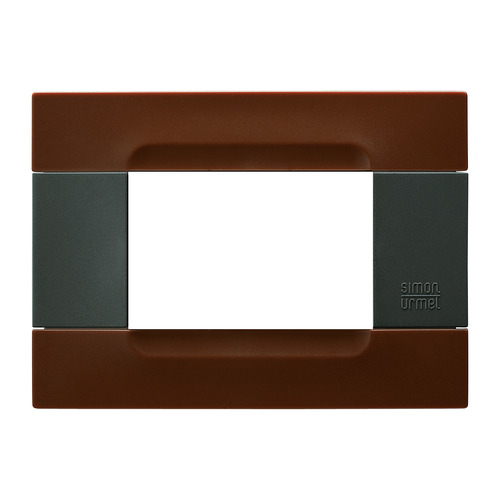 Placca 3 moduli, Kàdra, serie antracite, tecnopolimero, marrone l