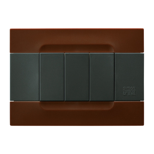Placca 3 moduli, Kàdra, serie antracite, tecnopolimero, marrone l