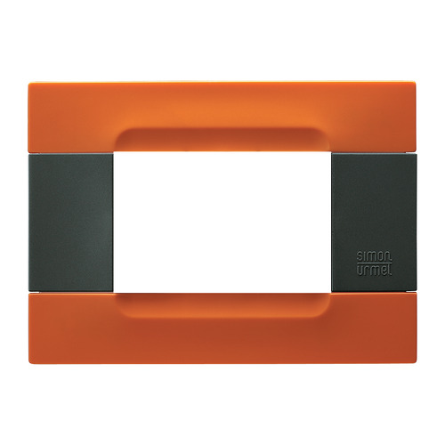 Placca 3 moduli, Kàdra, serie antracite, tecnopolimero, arancio san francisco