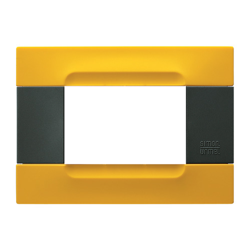 Placca 3 moduli, Kàdra, serie antracite, tecnopolimero, giallo lisbona