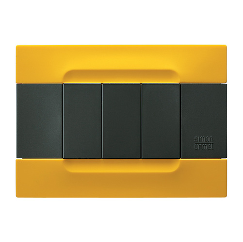 Placca 3 moduli, Kàdra, serie antracite, tecnopolimero, giallo lisbona