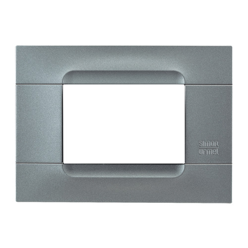 Placca 3 moduli, Kàdra Monochrome, serie metallizzata, acciaio