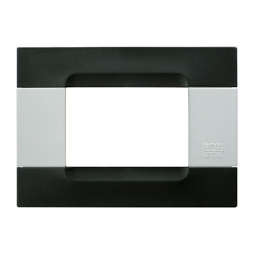 Placca 3 moduli, Kàdra, serie bianca, tecnopolimero, nero auckland