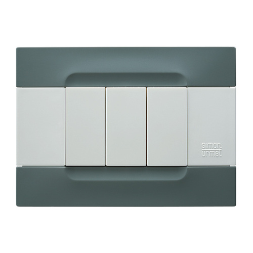 Placca 3 moduli, Kàdra, serie bianca, tecnopolimero, grigio berlino