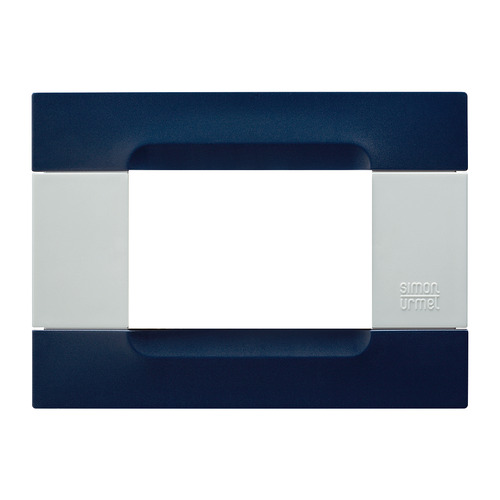 Placca 3 moduli, Kàdra, serie bianca, tecnopolimero, blu sidney