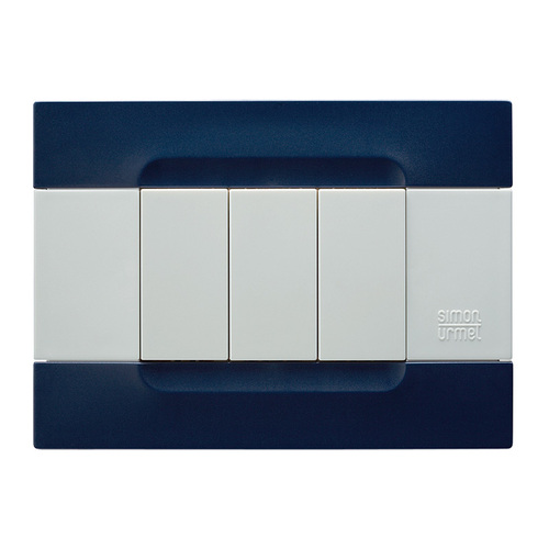 Placca 3 moduli, Kàdra, serie bianca, tecnopolimero, blu sidney
