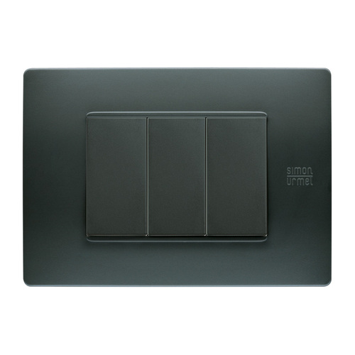 Placca 3 moduli, Flexa, tecnopolimero, antracite nea
