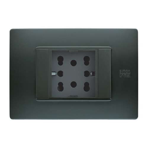 Placca 3 moduli, Flexa, tecnopolimero, antracite nea