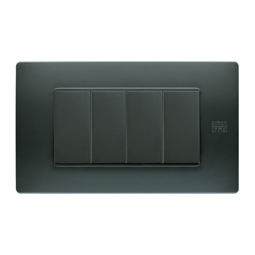 Placca 4 moduli, Flexa, tecnopolimero, antracite nea
