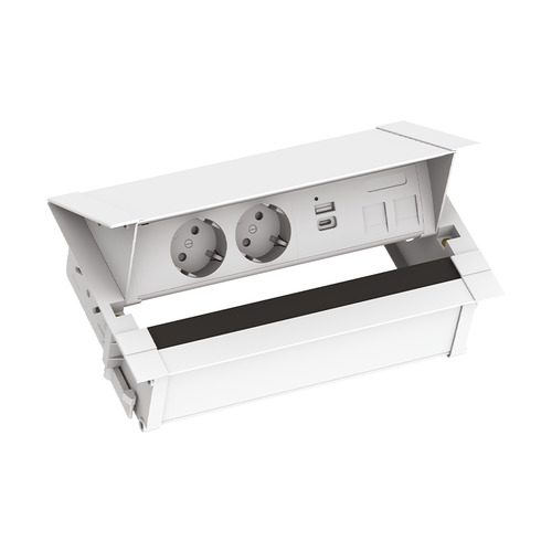 Kit Cover con due prese P40 2P+T 16A-250V, USB 4.2A Tipo A+C, bianco