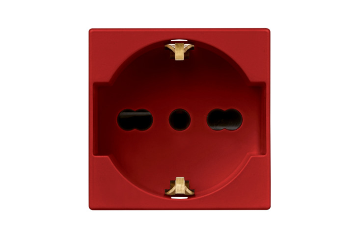 Presa universale P40, 2 moduli, 2P+T 16A-250V, rosso