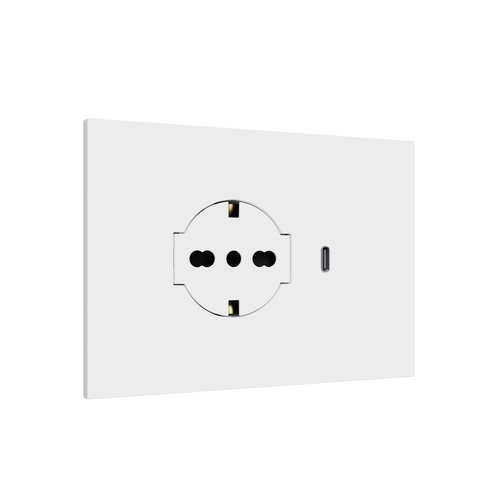Mounting bracket+cover plate Lybra built in P40 Clean socket and USB 3.0A Type C, 3 modules, White