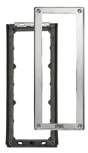 Telaio portamoduli con cornice, Sinthesi Steel, 1 fila 3 moduli