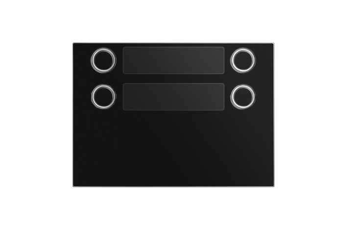 Front panel with 4 buttons over 2 rows, Alpha, black