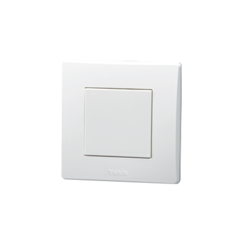 Wall-mounted 1-button transmitter for Zigbee Yokis UP system with white Nea Expì design style for round flush-mounting boxes