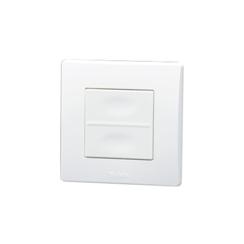 2-button transmitter, Zigbee Yokis UP system, wall-mounted, with white plastic aesthetics, for 2-module and round flush-mount boxes