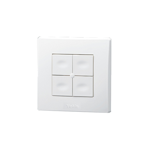 Independent 4-button transmitter, Zigbee Yokis UP system, wall-mounted, white, for 2-module and round flush-mounted boxes.