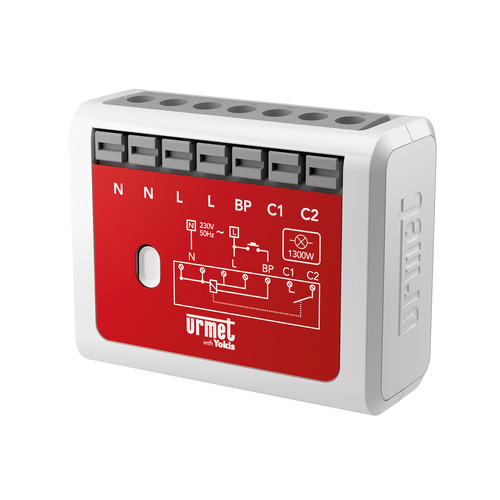 Flush-mounted time-controlled 1300W electronic toggle relay module for UP radio system, with neutral wire.